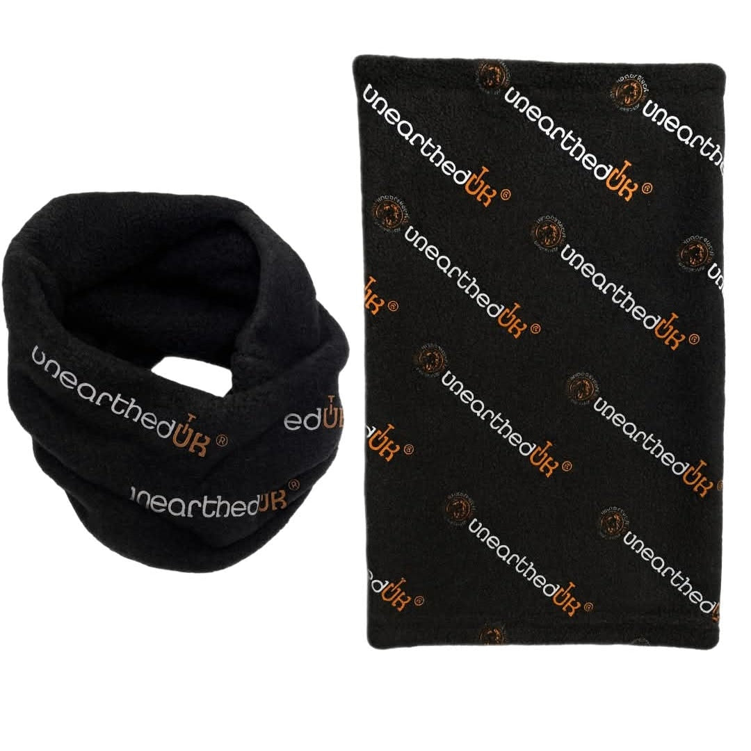 Fieldmaster Multifunctional Neck Gaiter and Snood. Versatile windproof neck warmer that converts to a face mask, headband, or beanie hat for metal detecting.