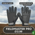 Fieldmaster Tactical Windproof Gloves with fold-back thumb  . High-dexterity metal detecting gloves designed for precision coin handling and operating controls.